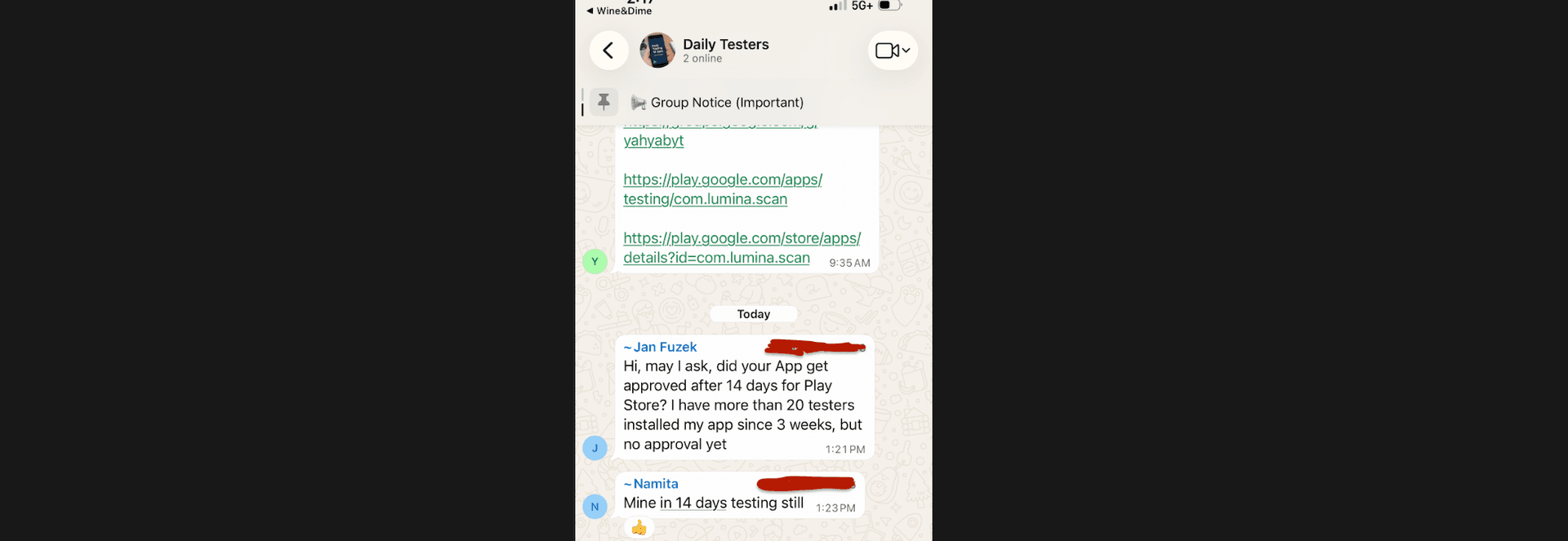 Reddit testing exchange screenshot